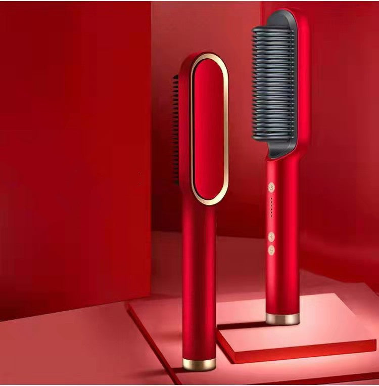 2 in 1 Hair Straightener & Curling Iron | Hot Comb Electric Brush
