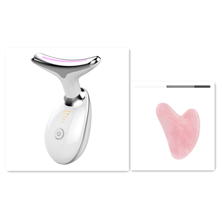 EMS Neck Massager with Heat | Anti-Aging Skin Tightening & Wrinkle Remover | Microcurrent Lifting Device for Face & Neck Care