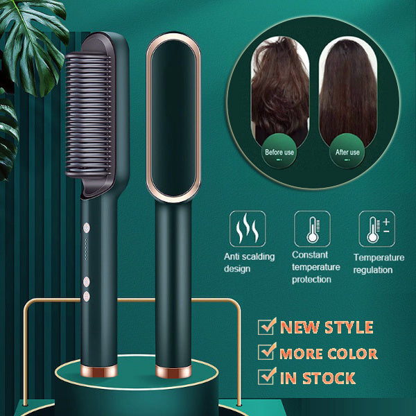 2 in 1 Hair Straightener & Curling Iron | Hot Comb Electric Brush