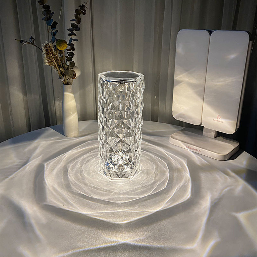 Diamond Crystal Projector Lamp – Decorative Bedroom Atmosphere Light, Touch USB Table Lamp, Rose Diamond Night Projector
