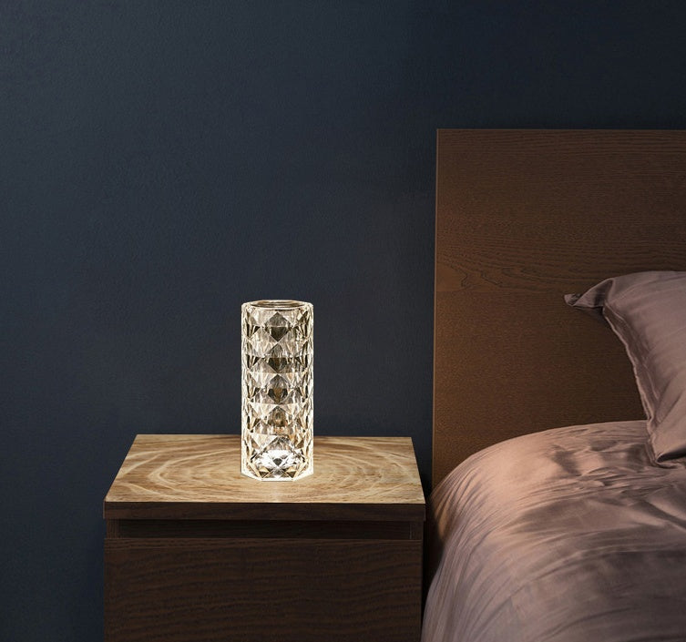 Diamond Crystal Projector Lamp – Decorative Bedroom Atmosphere Light, Touch USB Table Lamp, Rose Diamond Night Projector
