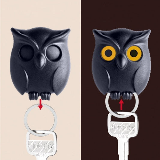 Owl Key Holder Cute Owl Key Holder Automatic Open Close Eyes Magnetic Night Owl Keying Holder Wall Mounted Owl Key Hooks with Wall Self-Adhesive Tape - Magnetic key holder
