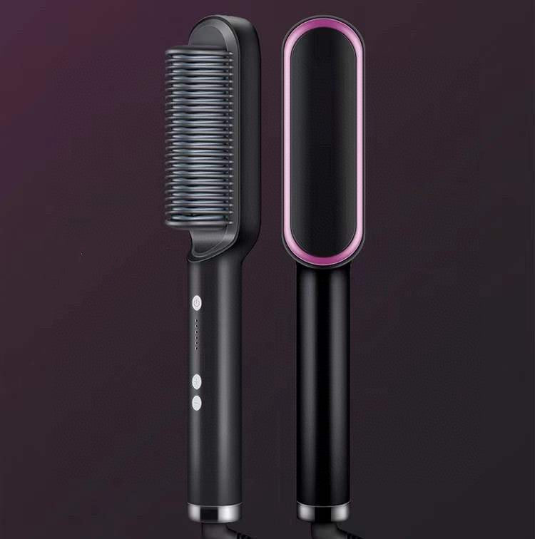 2 in 1 Hair Straightener & Curling Iron | Hot Comb Electric Brush
