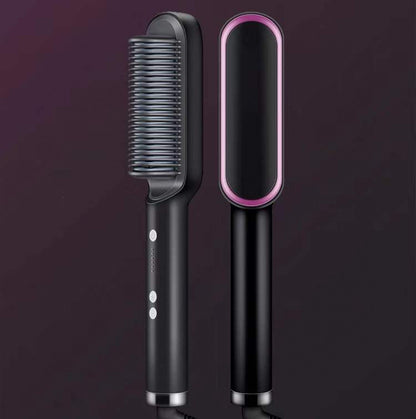 2 in 1 Hair Straightener & Curling Iron | Hot Comb Electric Brush