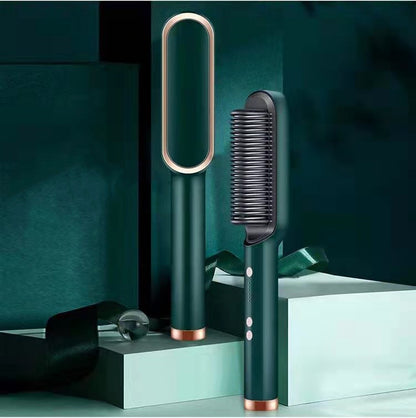 2 in 1 Hair Straightener & Curling Iron | Hot Comb Electric Brush