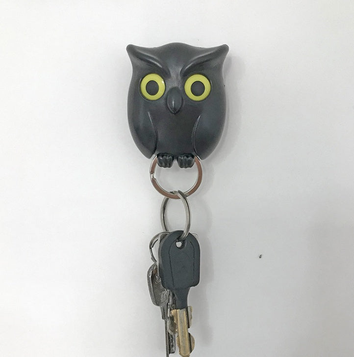 Owl Key Holder Cute Owl Key Holder Automatic Open Close Eyes Magnetic Night Owl Keying Holder Wall Mounted Owl Key Hooks with Wall Self-Adhesive Tape - Magnetic key holder
