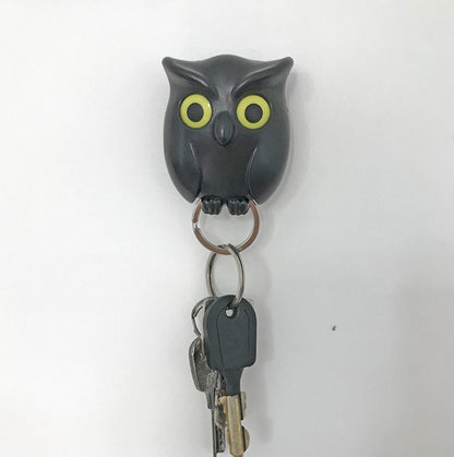 Owl Key Holder Cute Owl Key Holder Automatic Open Close Eyes Magnetic Night Owl Keying Holder Wall Mounted Owl Key Hooks with Wall Self-Adhesive Tape - Magnetic key holder