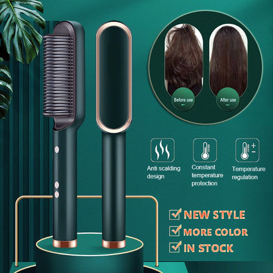 2 in 1 Hair Straightener & Curling Iron | Hot Comb Electric Brush
