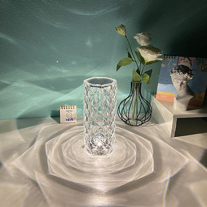 Diamond Crystal Projector Lamp – Decorative Bedroom Atmosphere Light, Touch USB Table Lamp, Rose Diamond Night Projector