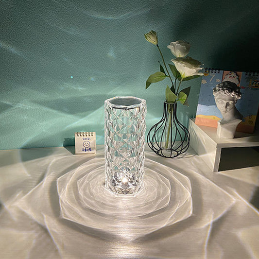 Diamond Crystal Projector Lamp – Decorative Bedroom Atmosphere Light, Touch USB Table Lamp, Rose Diamond Night Projector