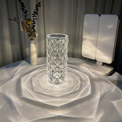 Diamond Crystal Projector Lamp – Decorative Bedroom Atmosphere Light, Touch USB Table Lamp, Rose Diamond Night Projector
