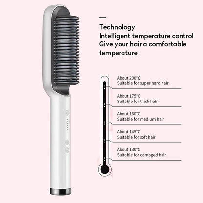 2 in 1 Hair Straightener & Curling Iron | Hot Comb Electric Brush