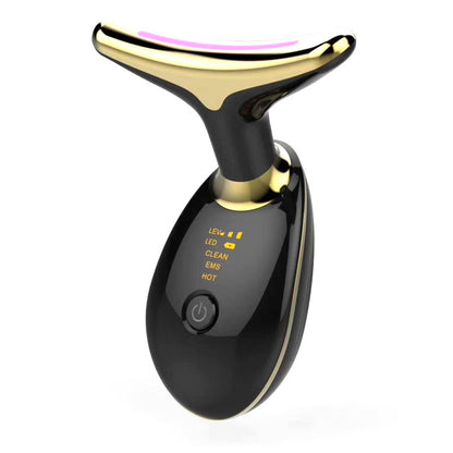 EMS Neck Massager with Heat | Anti-Aging Skin Tightening & Wrinkle Remover | Microcurrent Lifting Device for Face & Neck Care