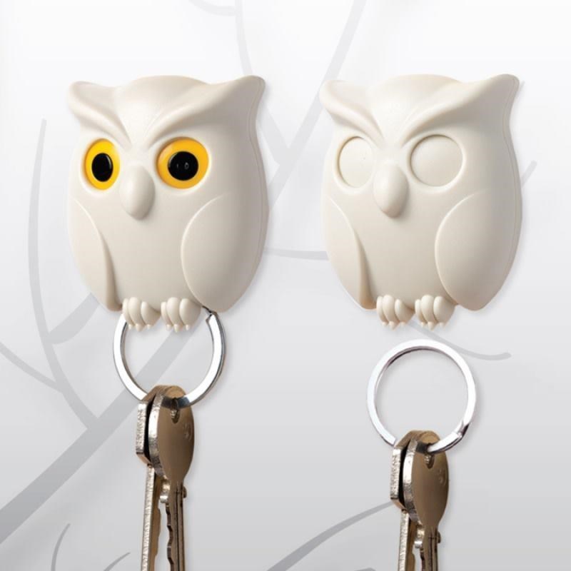 Owl Key Holder Cute Owl Key Holder Automatic Open Close Eyes Magnetic Night Owl Keying Holder Wall Mounted Owl Key Hooks with Wall Self-Adhesive Tape - Magnetic key holder