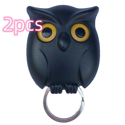 Owl Key Holder Cute Owl Key Holder Automatic Open Close Eyes Magnetic Night Owl Keying Holder Wall Mounted Owl Key Hooks with Wall Self-Adhesive Tape - Magnetic key holder