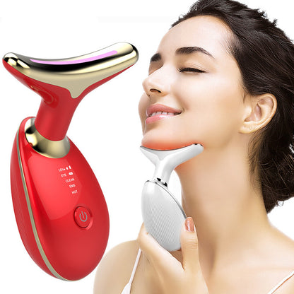 EMS Neck Massager with Heat | Anti-Aging Skin Tightening & Wrinkle Remover | Microcurrent Lifting Device for Face & Neck Care